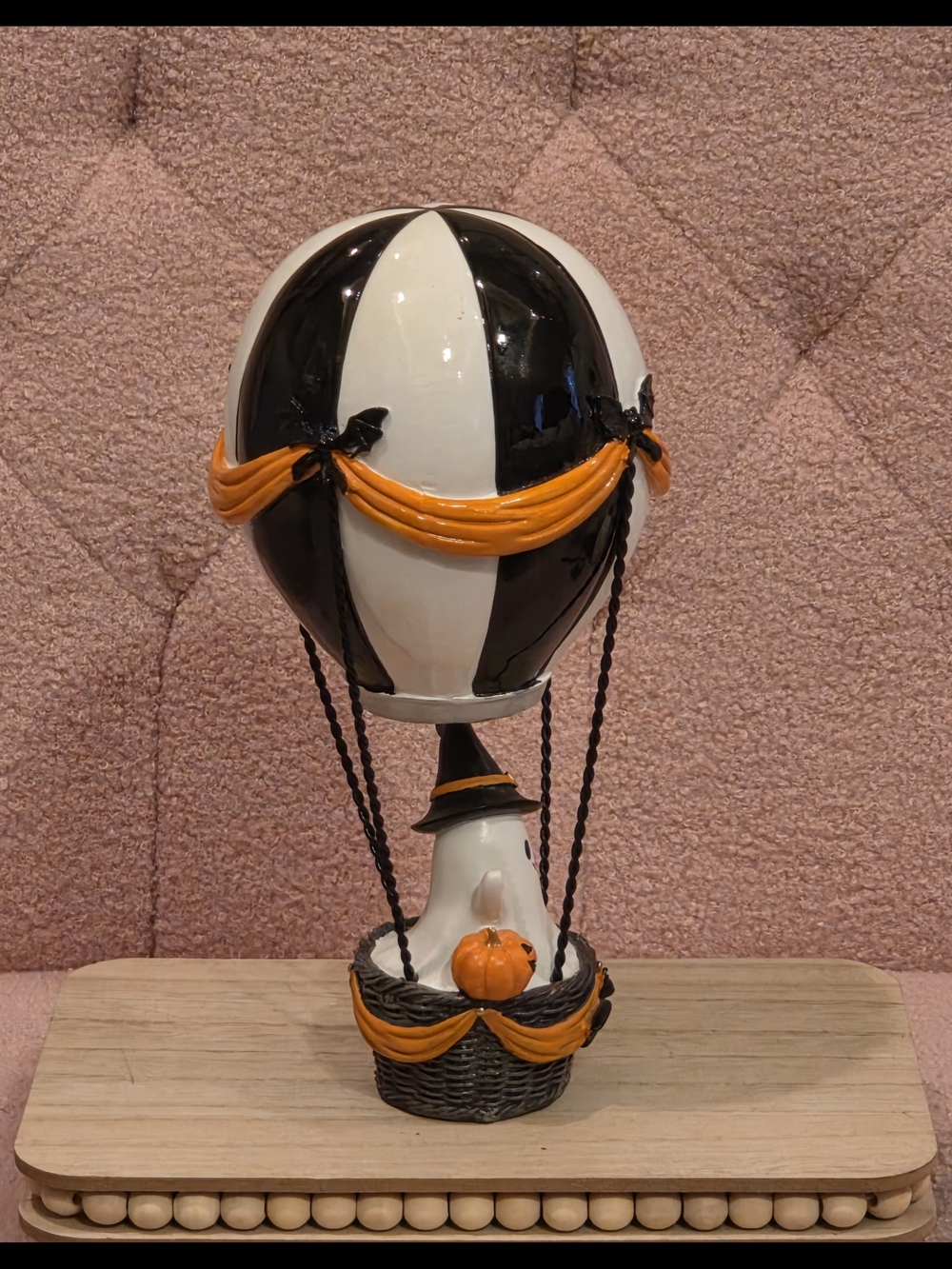 Halloween Ghost Hot Air Balloon Table Accent - Black, White & Orange - Picture 7 of 7